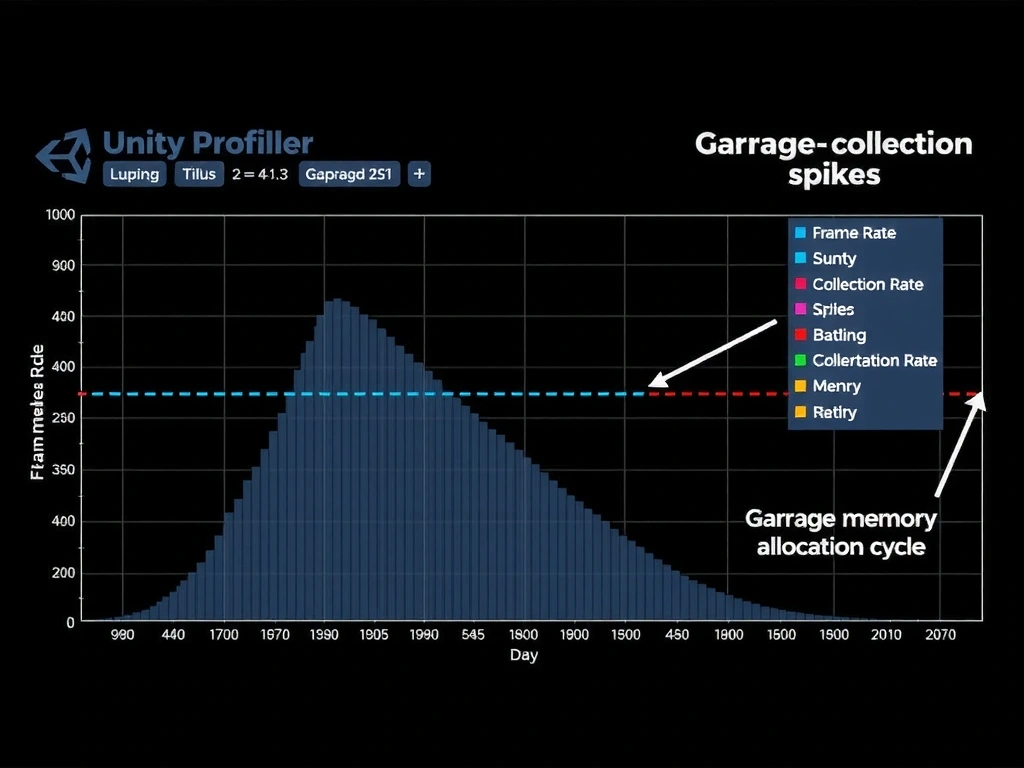 Unity Profiler showing garbage collection spikes in a battle royale prototype